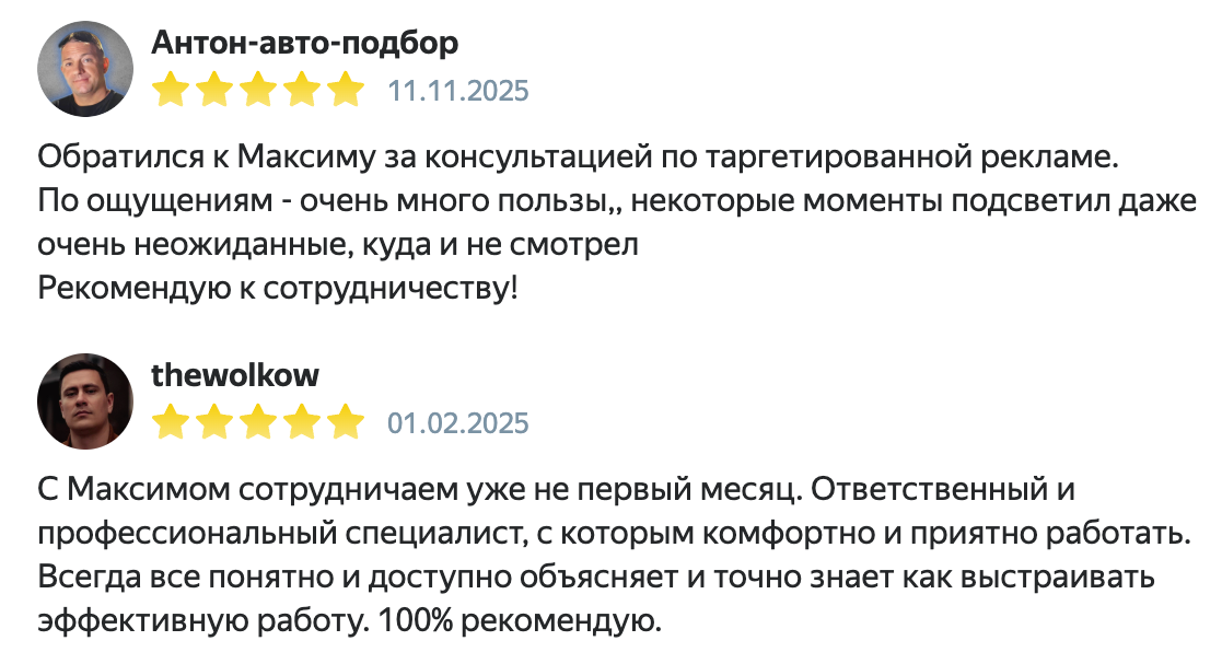 Отзывы Антона и клиента thewolkow о консультации и сотрудничестве
